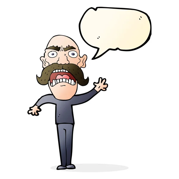 Kreslený naštvaný starý muž s bublinou řeči — Stockový vektor