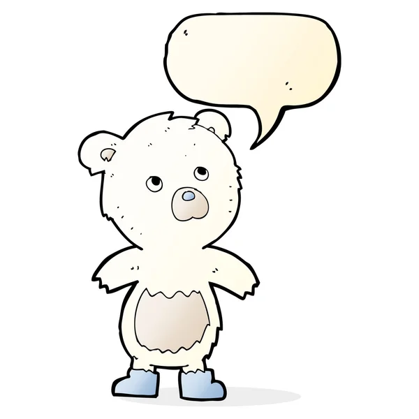 Cartone animato carino orsacchiotto con la bolla discorso — Vettoriale Stock