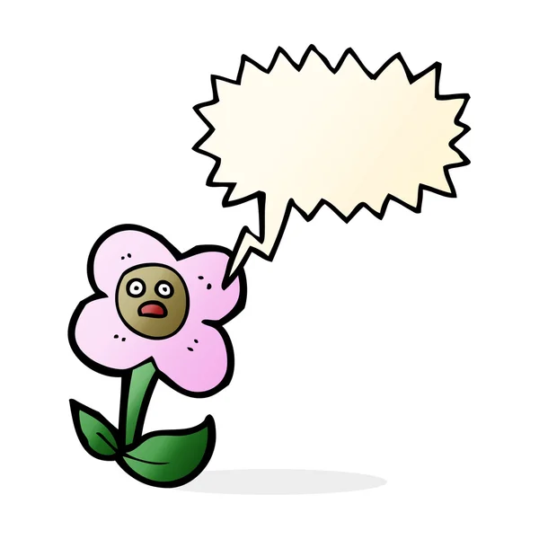 Cartoon flower with face with speech bubble — Stock Vector