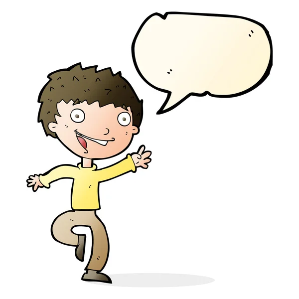 Dibujos animados niño emocionado con burbuja del habla — Archivo Imágenes Vectoriales