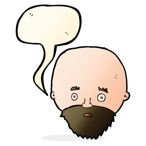 Мультипликационный шокированный человек с бородой и речевым пузырем — стоковый вектор