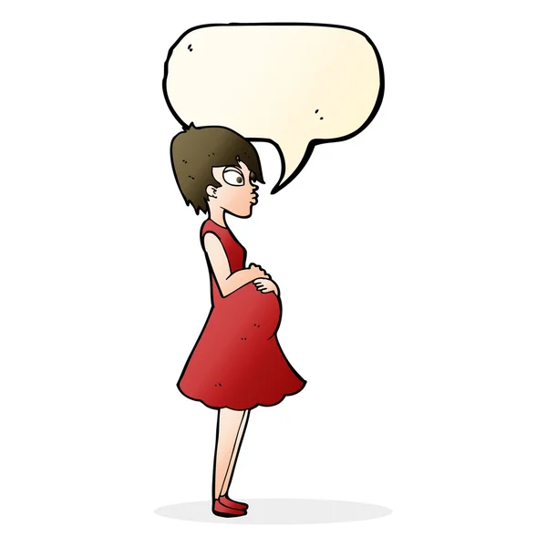 スピーチの泡と漫画妊娠中の女性 — ストックベクタ
