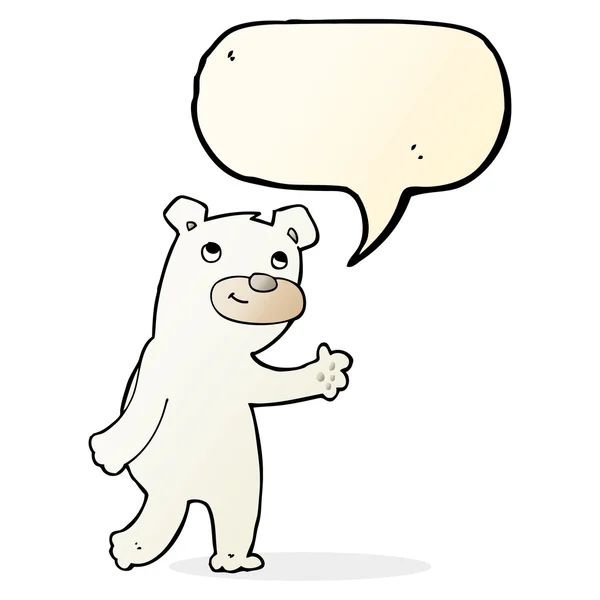 Urso polar bonito desenhos animados com bolha de fala —  Vetores de Stock