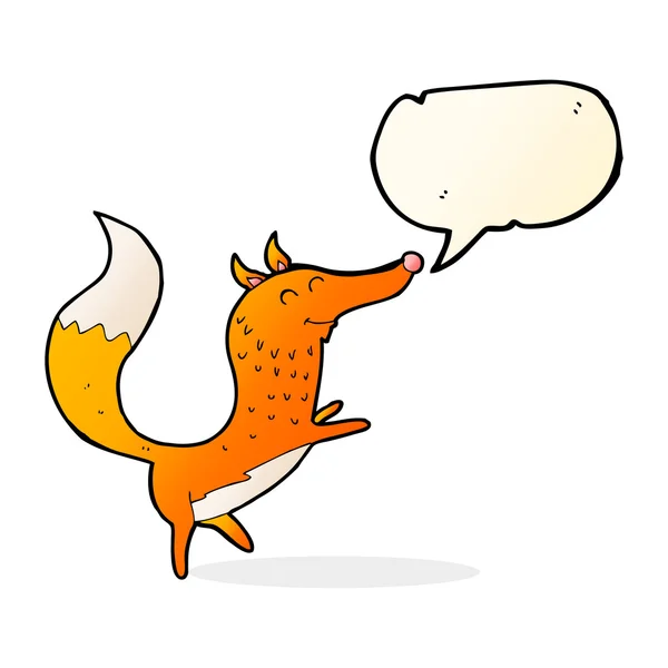 Cartoon gelukkig fox met tekstballon — Stockvector