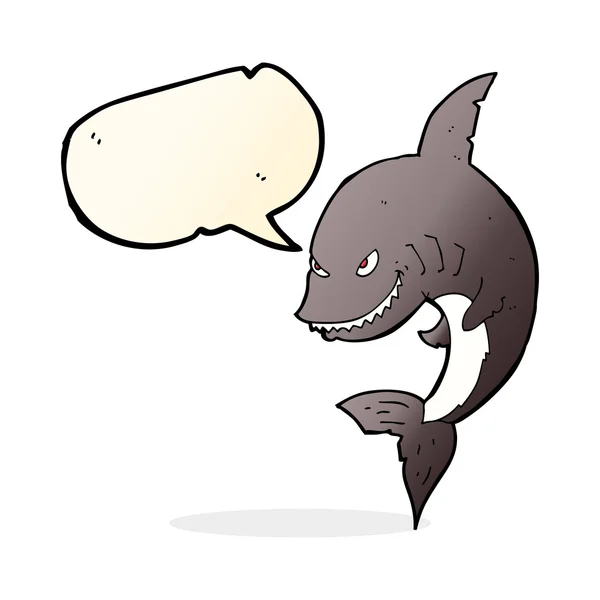 可爱的卡通鲨鱼与讲话泡泡 — 图库矢量图片
