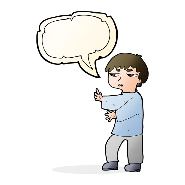 Cartoon man gesturing with speech bubble - Stok Vektor