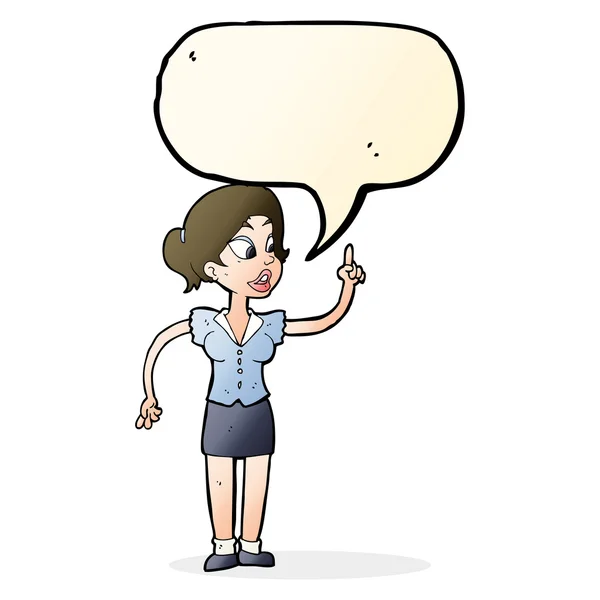 Cartoon-Frau mit toller Idee mit Sprechblase — Stockvektor