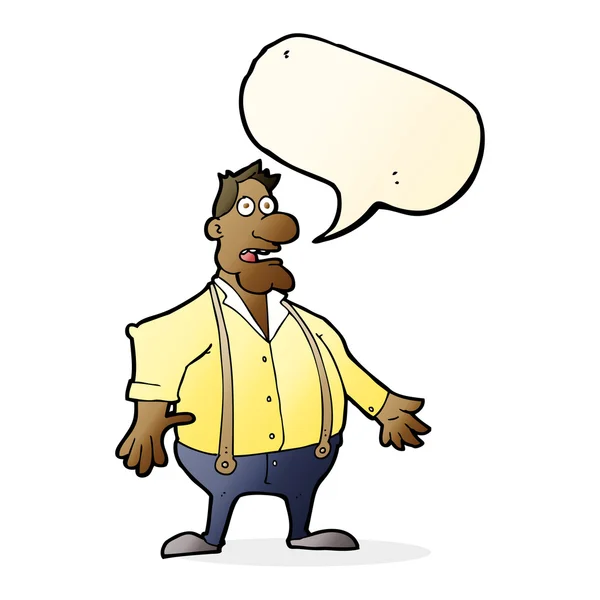 Cartoon chocado homem com fala bolha — Vetor de Stock