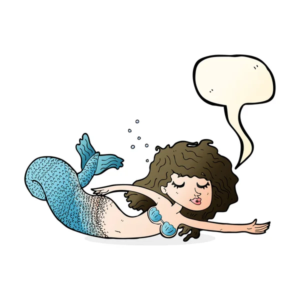 Cartoon mermaid with speech bubble — Stock Vector