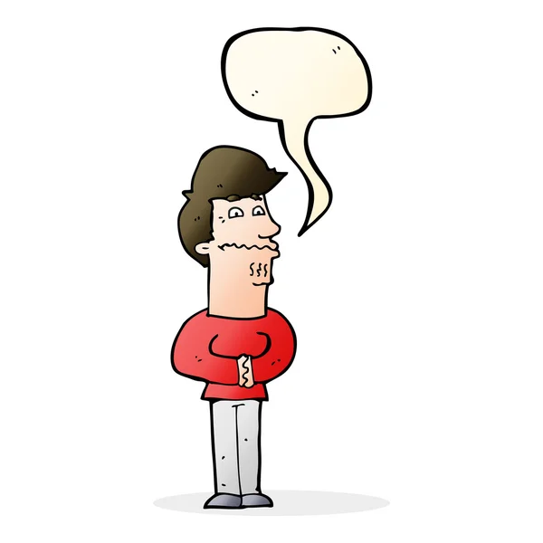 Desenho animado homem nervoso com bolha de fala —  Vetores de Stock