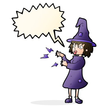 Konuşma baloncuğu ile çizgi cadı döküm büyü