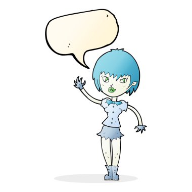 Konuşma baloncuğu olan vampir kız.