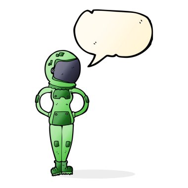Konuşma balonu olan kadın astronot.