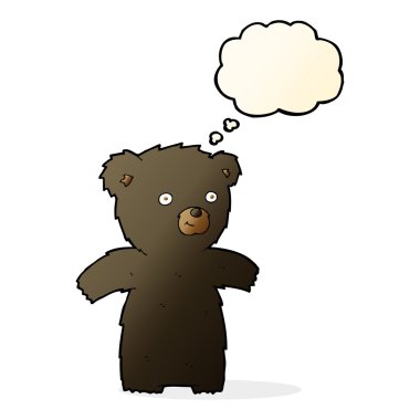 sevimli çizgi siyah ayı ile düşünce balonu