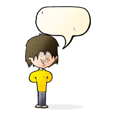 çizgi film mutlu pasaklı çocuk konuşma balonu ile