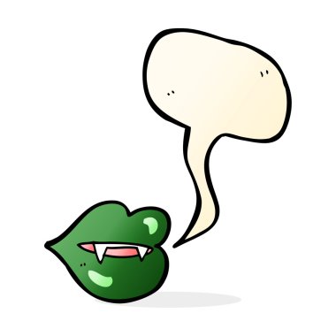 Konuşma balonlu çizgi vampir dişleri.