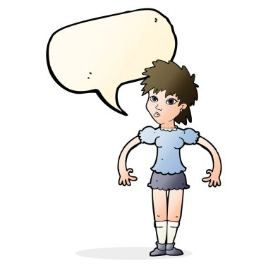 çizgi film meraklı kadın ile konuşma balonu