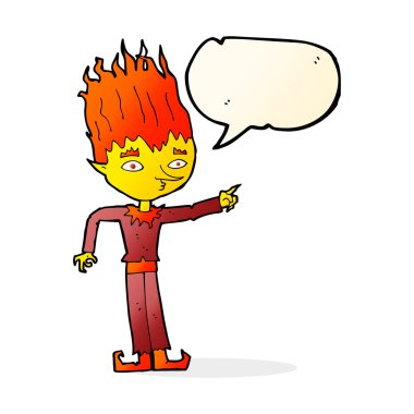 ateş ruhu karikatür konuşma balonu ile