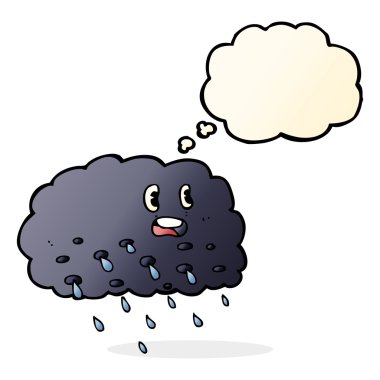 Düşünce baloncuklu çizgi film yağmur bulutu