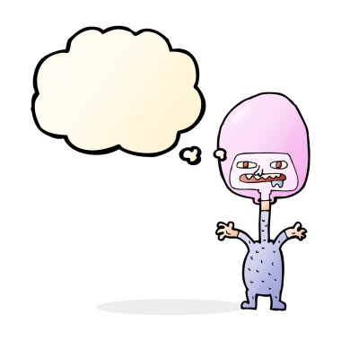 Düşünce baloncuğu olan uzaylı çizgi film