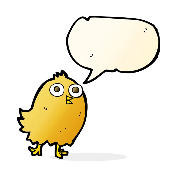 Cartoon happy bird with speech bubble — Stock Vector