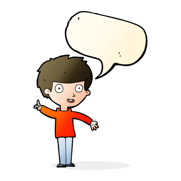 Καρτούν αγόρι με την ιδέα με φούσκα ομιλία — Διανυσματικό Αρχείο