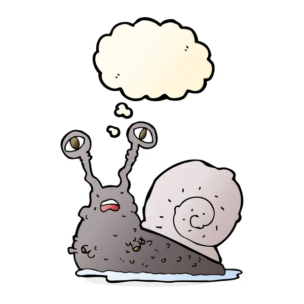 Cartoon gross snail with thought bubble — Stock Vector