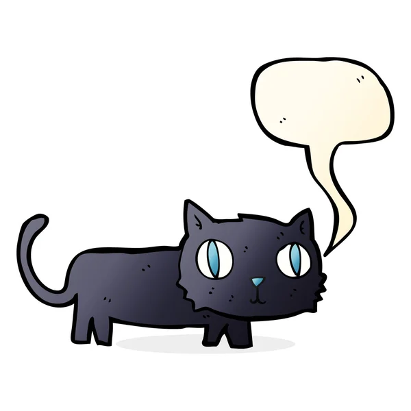 Dibujos animados gato negro con burbuja de habla — Vector de stock