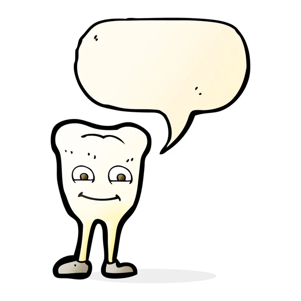 Desenho animado amarelecimento dente com bolha de fala —  Vetores de Stock