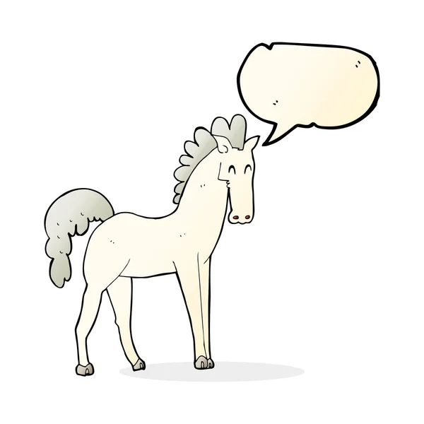 Kuda kartun dengan gelembung ucapan - Stok Vektor