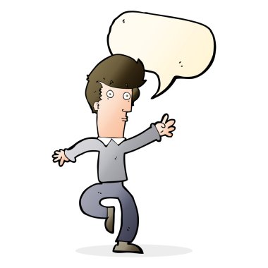 çizgi film konuşma baloncuğu ile acele adam