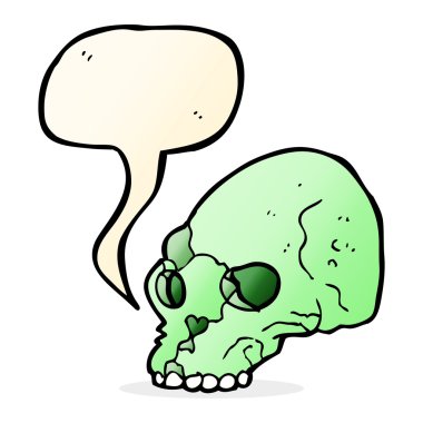 Konuşma baloncuklu garip kafatası