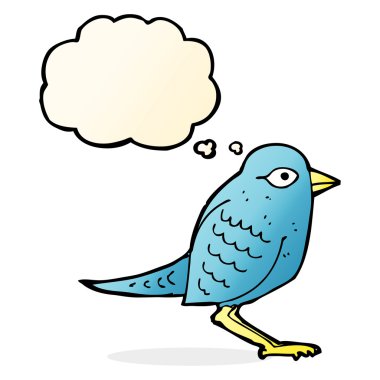 Düşünce baloncuklu çizgi film kuşu
