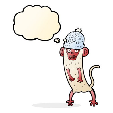 Düşünce baloncuklu çılgın maymun.