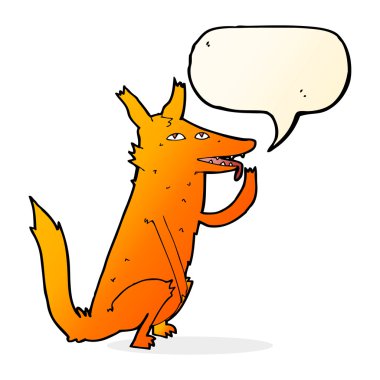 çizgi film fox konuşma balonu ile pençe yalama