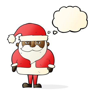 Düşünce baloncuklu çizgi film Noel Baba