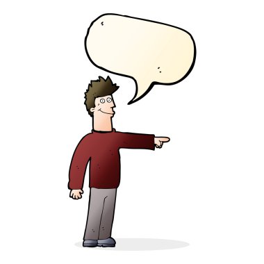 çizgi film mutlu adam konuşma balonu ile işaret