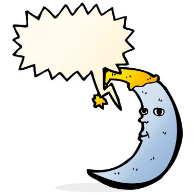 Konuşma baloncuklu uykulu ay çizgi filmi