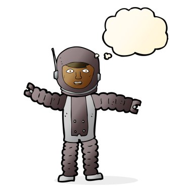 Düşünce balonu olan bir astronot.