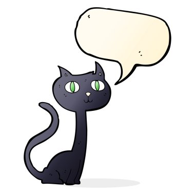 çizgi film siyah kedi ile konuşma balonu
