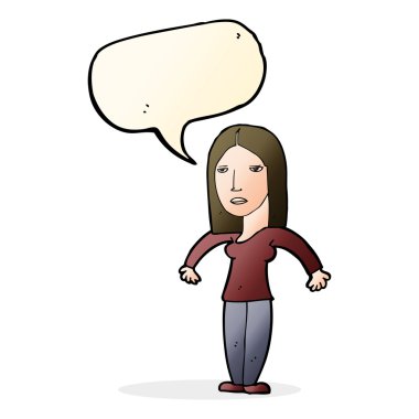 karikatür rahatsız kadınla konuşma balonu