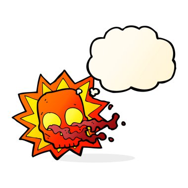 Cadılar Bayramı kafatası sembolü düşünce balonu ile çizgi film