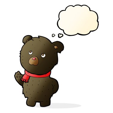 sevimli siyah ayı düşünce balonu ile çizgi film