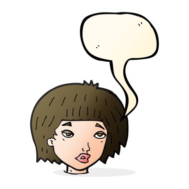 konuşma balonu karikatür sıkılmış görünümlü kadınla