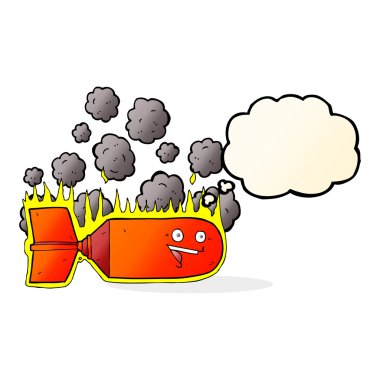 Düşünce baloncuğu ile düşen çizgi film bombası