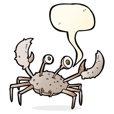 Konuşma baloncuklu çizgi film yengeci