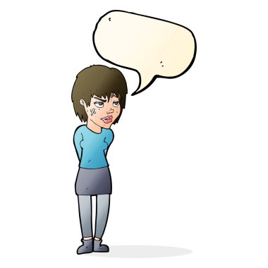 alçı yüz konuşma balonu ile kadınla çizgi film