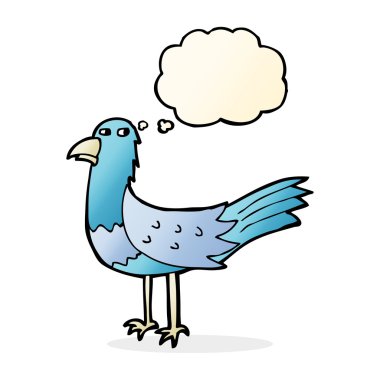 Düşünce baloncuklu çizgi film kuşu