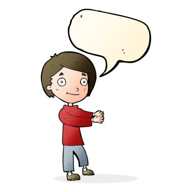 çizgi film mutlu çocuk konuşma balonu ile