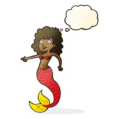 Düşünce baloncuklu çizgi film denizkızı